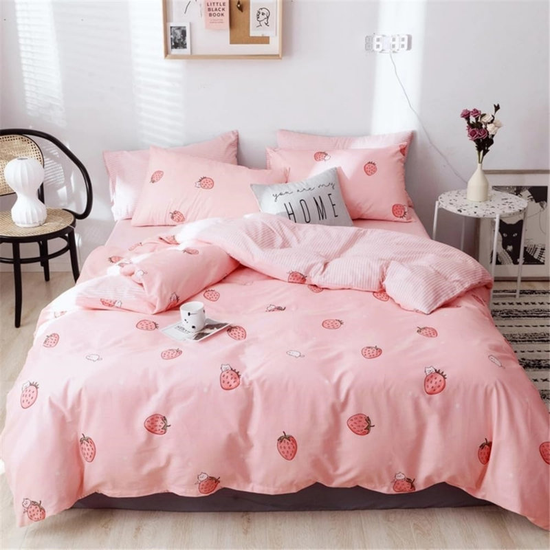 Ensemble de housse de couette 100% coton, Housse de couette double + 2 taies d'oreiller stan