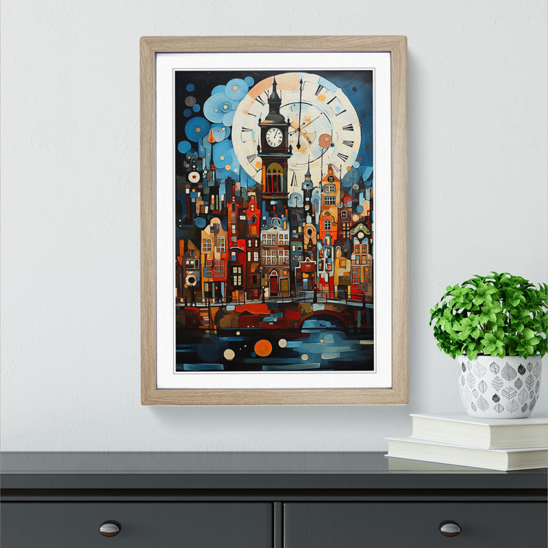 XYZ-FRM-V1223-1794 Amsterdam Dadaism - Single Picture Frame Print on Wood, 46cm H x 34cm W x 2cm D, Oak