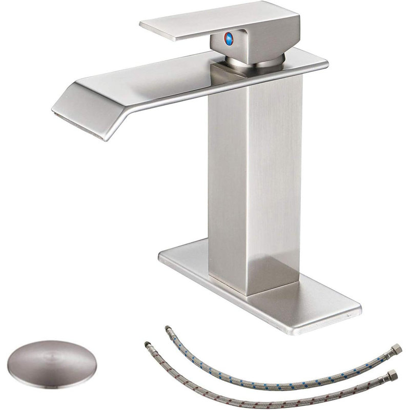 Single-Hole Single-handle Bathroom Faucet with Drain Assembly, Brushed Nickel