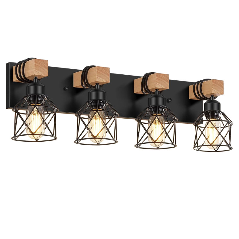Dimmable Vanity Light, 4 Lights, Black