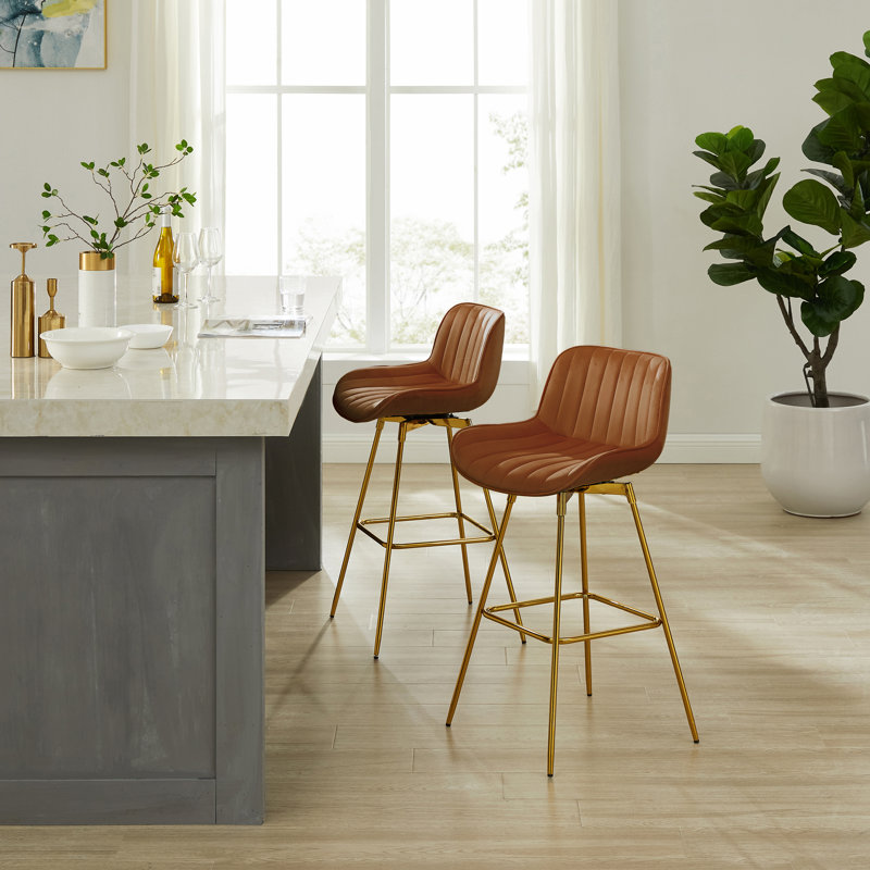 Neuhaus Swivel 28.34" Bar Stool, Caramel