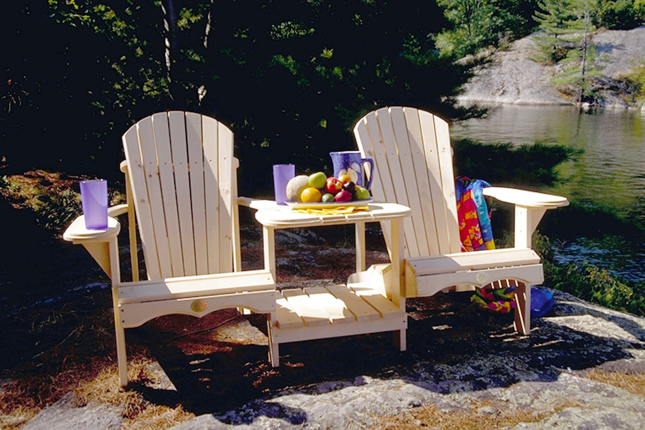 Millwood Pines Nathaly Solid Wood Adirondack Chair With Table Wayfair   Nathaly Solid Wood Adirondack Chair With Table 