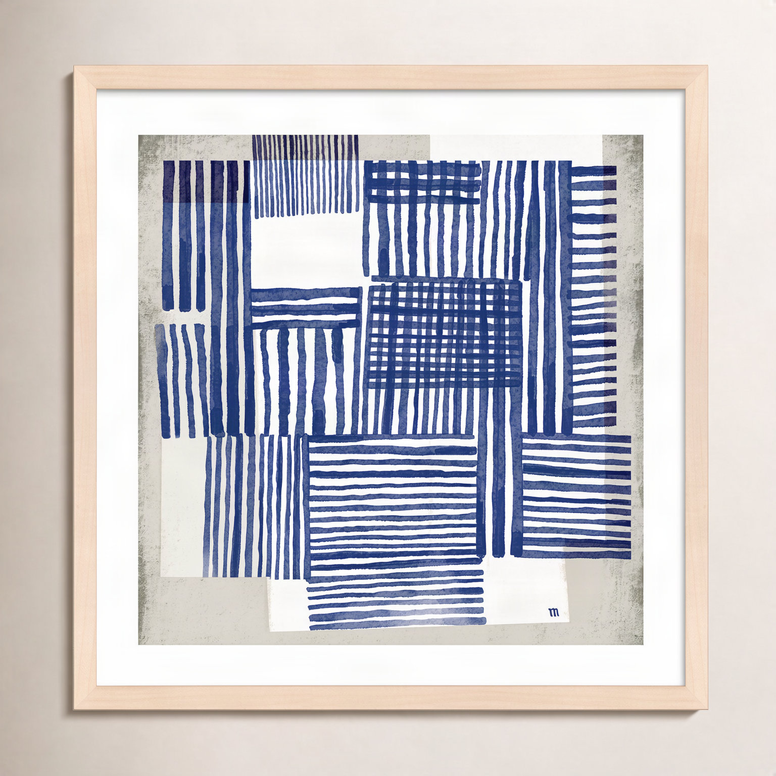Book Shelf Painting by Marco Marella, 30" H x 30" W x 1.25" D, Maple Framed
