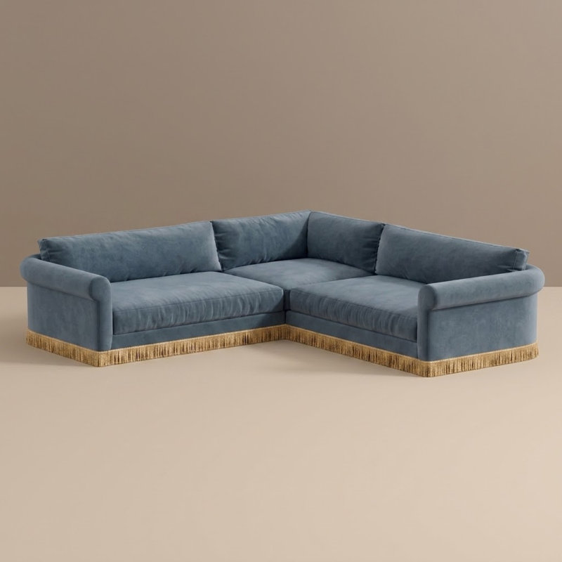 Carley Summers X River & Bord: The Max Sectional W/Fringe, Avon Harbor Fabric