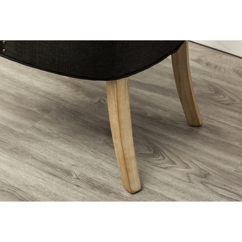 2 chaises en bois massif à boutons gris anthracite - style à oreilles avec têtes de clous attrayantes, Gris anthracite