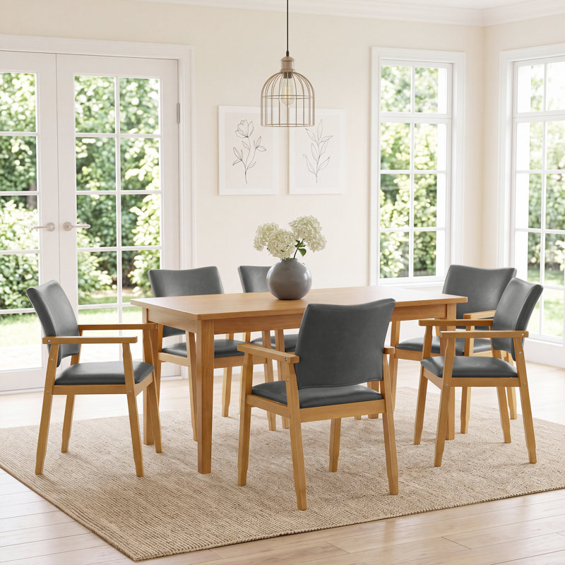 Chaise avec accoudoirs avec accoudoirs et pieds en bois massif Modern, Gris