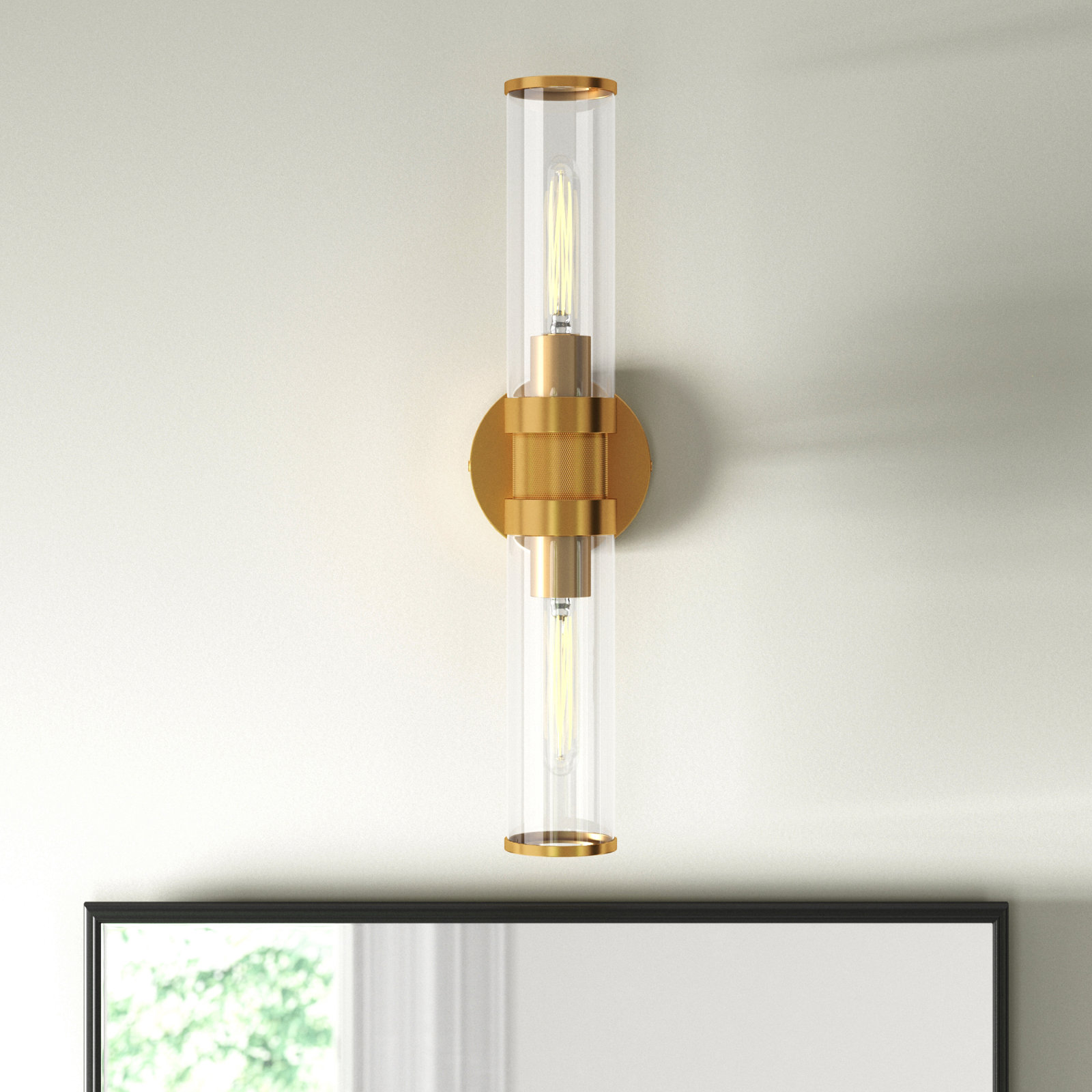 Atley 2 Light Transparent Dimmable Bath Bar, Satin Brass