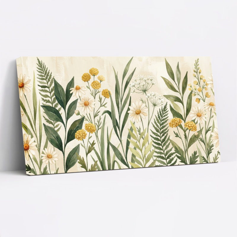 Ensemble de 1 tableau sur toile à motif floral et botanique, H 24 po x l 48 po