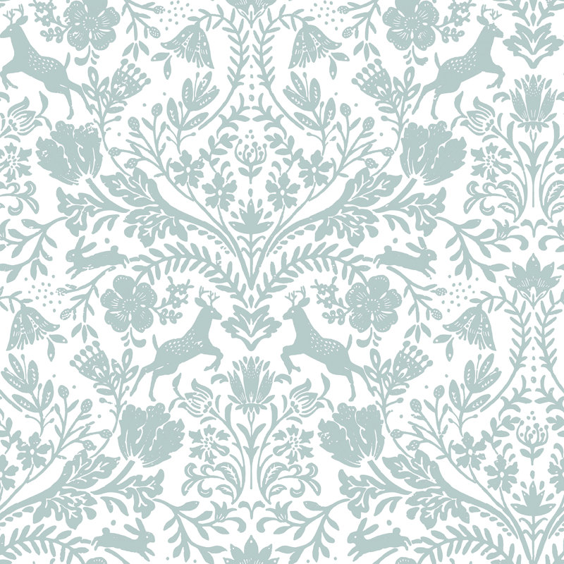 Rouleau de papier peint lisse L 33 pi x l 20,5 po Anala Amaj, Turquoise