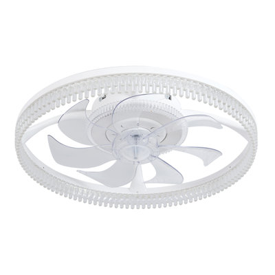 RGB Ceiling Fan With Lights, 19" Fandelier Low Profile Ceiling Fan, 3000K-6000K Dimmable & RGB Modern Flush Mount LED Ceiling Fan Light With Remote Control For Bedroom