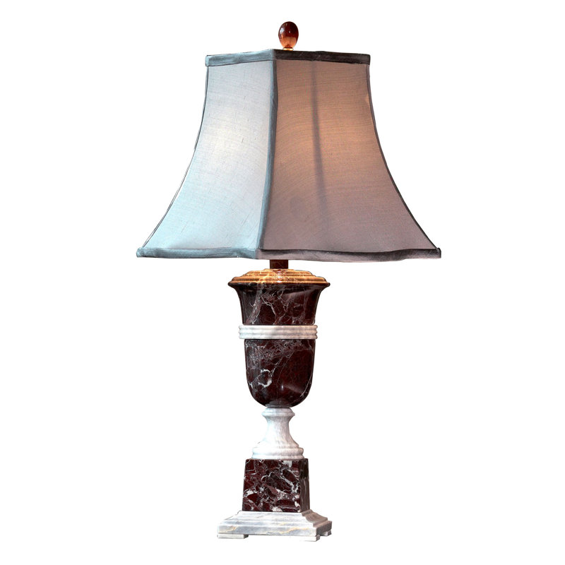 Burgundy And Ivory Marble Table Lamp