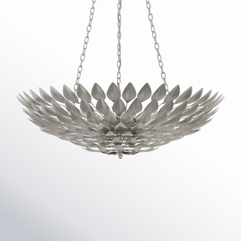 6-Light Dimmable Wrought Iron Bowl Pendant , Antique Silver