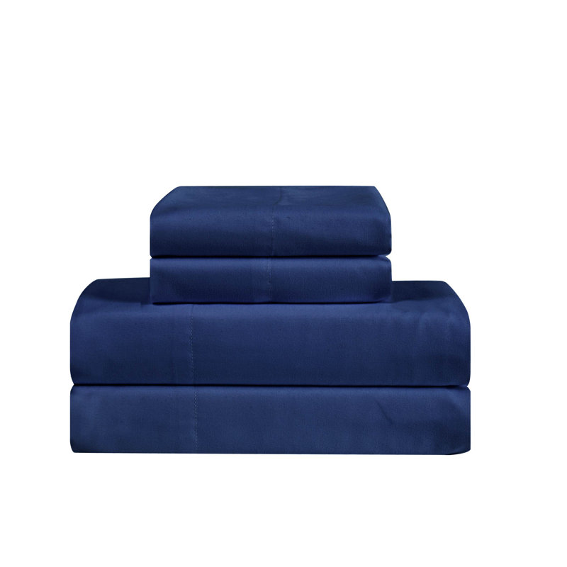 Ensemble de draps en microfibre antimicrobien Trely Calm, Ensemble de draps pour très grand lit + un drap-h, Bleu marine