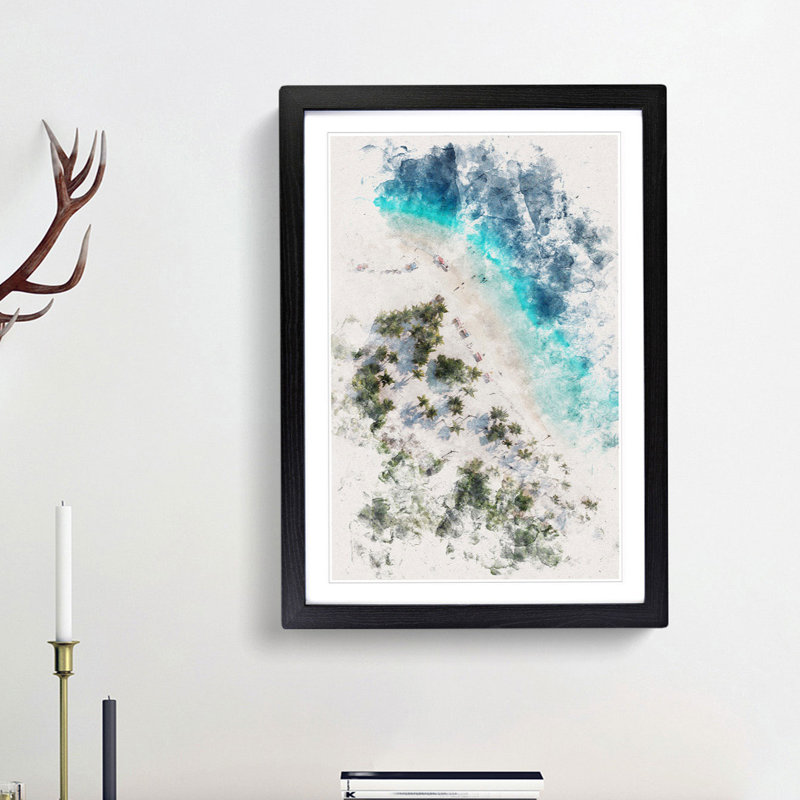 Beach in Caracas Venezuela - Framed Print, 63cm H x 45cm W x 2cm D, Black Framed