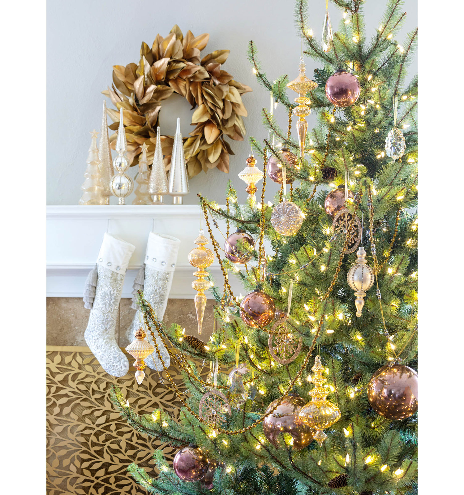 7.25'' Glass Ball Ornament, Shiny Rose, 7.25" H x 5.75" W x 5.75" D