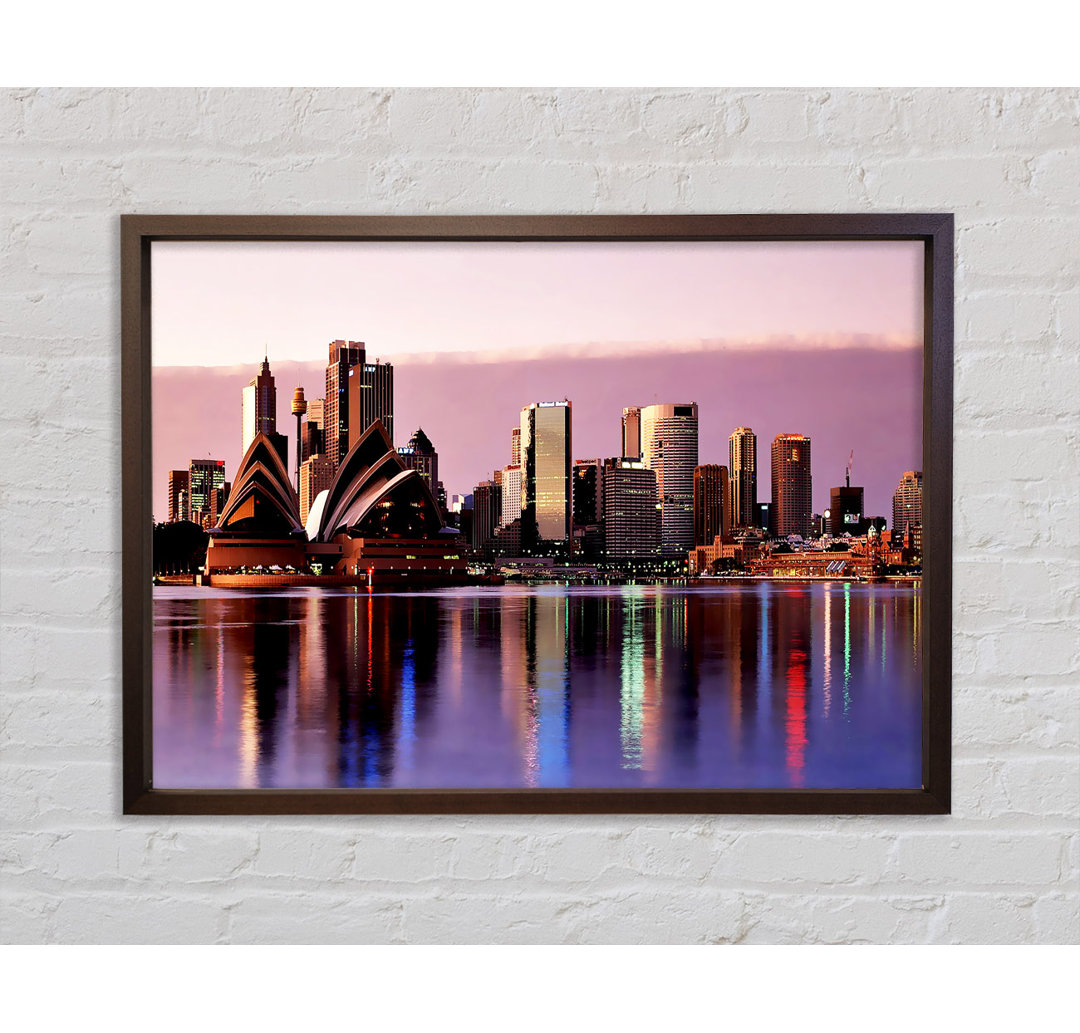 Sydney Harbour Opera House Stunning Pink Reflections - Einzelner Bilderrahmen Kunstdrucke auf Leinwand