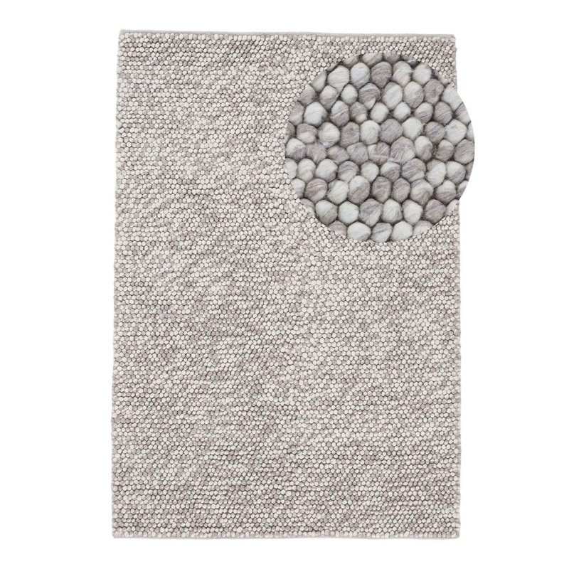 Handmade Wool Rug in Beige, Rectangle 140 x 200cm