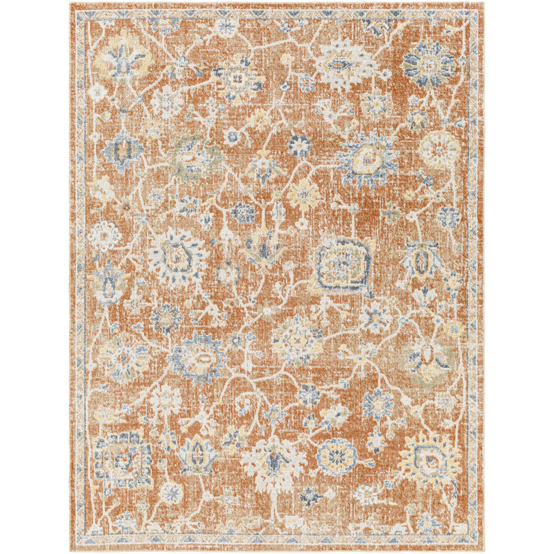 Belisle Kircher Oriental Machine Woven Polyester Area Rug in Rust, Rectangle 7'10" x 10'2"