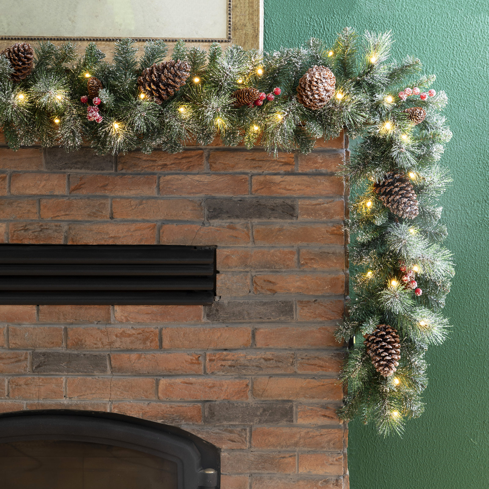Soperton 9" Frosted Pre-Lit Christmas Garland