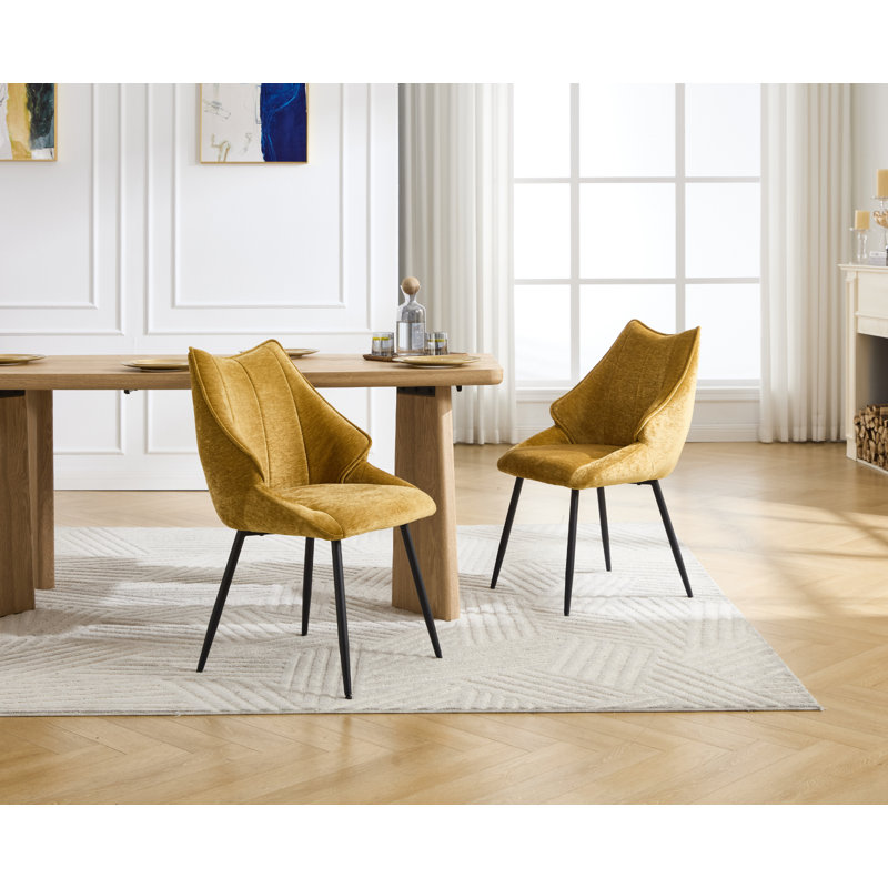 47.5cm H Upholstered Upholstered Back Accent, Yellow, Yellow