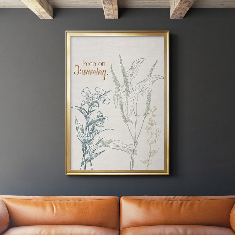 «Keep On Dreaming», toile encadrée de qualité supérieure - prête à être accrochée, H 24,5 po x l 18,5 po, Or