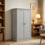 Armoire de rangement de 41 po, 12 tablettes de porte, 12 portes doubles, 5 tablettes réglables, gris papier pour garde-manger pratique, rangement organisé