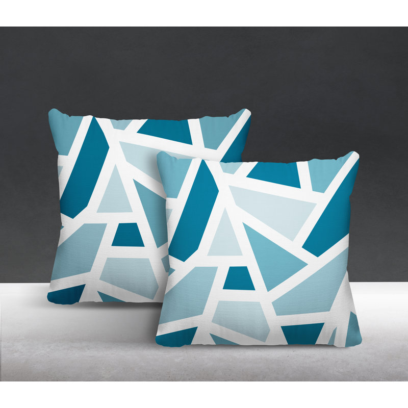 Coussin carré intérieur / extérieur Marion, L 17 po x H 17 po, Turquoise