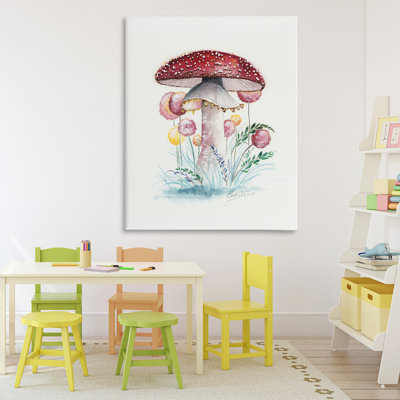 Toile de champignon rouge coiffée de rouge, design par Cady