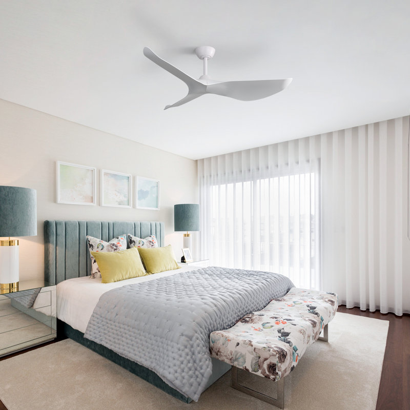 Degregorio 38'' Modern Style 3 Blade Ceiling Fan with Remote Control, DC Motor, White, Yes