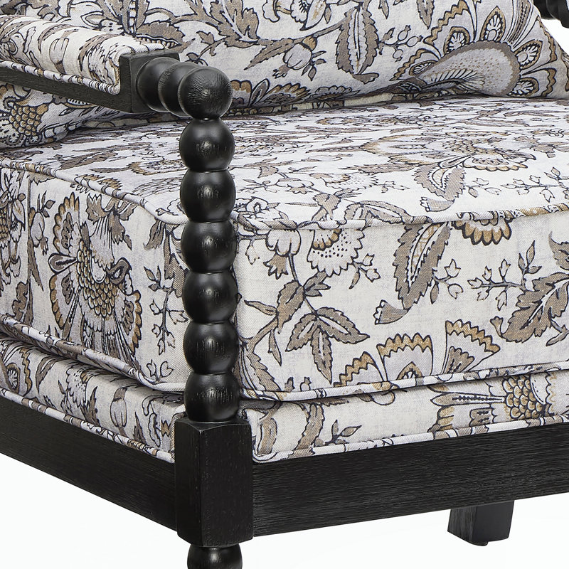 Chaise d'appoint rembourrée avec structure en bois tourné