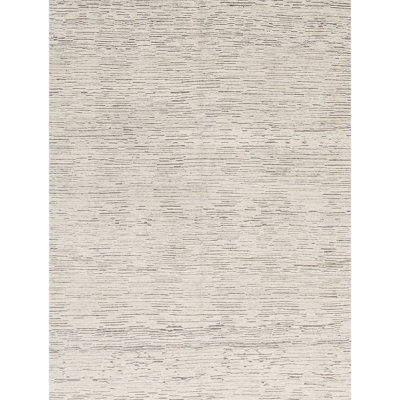 Tapis rectangulaire en laine noué à la main beige / gris