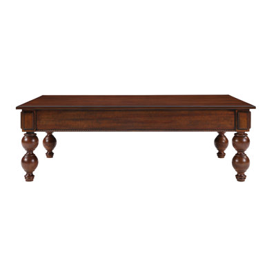 Vintage Rectangular Coffee Table With Solid Wood Gourd - Shaped Legs, Storage Space, Waterproof Tabletop, 5 Minute Assembly, Walnut For Primary Living Space Shape, Material, Heat , No Tools Setup,
