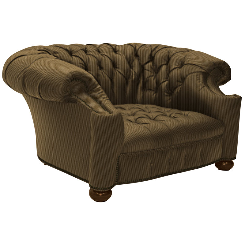 Chesterfield Chair, Natural, Luxe Navy, Pewter