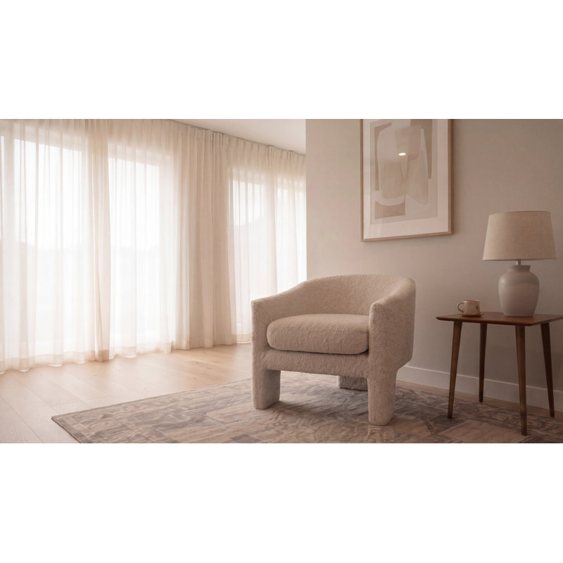 Cream Boucle Accent Chair