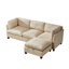 Canapé modulaire en L en chenille avec repose-pieds et rangement caché