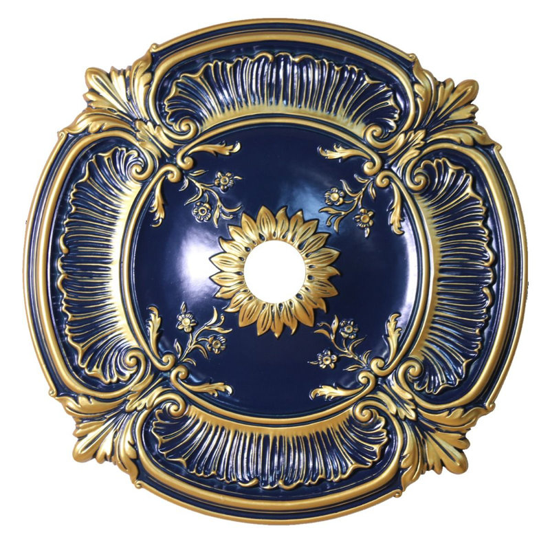 Artistry Lighting Round 30" Navy Gold Flower Motif Ceiling Medallion (ARP26-FA)