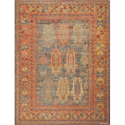One-of-a-Kind 9'3" X 10'11" New Age Area Rug Blue/Brown/Red