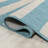 Claren Two-Tone Wide Stripe Aqua/Cream Indoor/Outdoor Rug-69807440