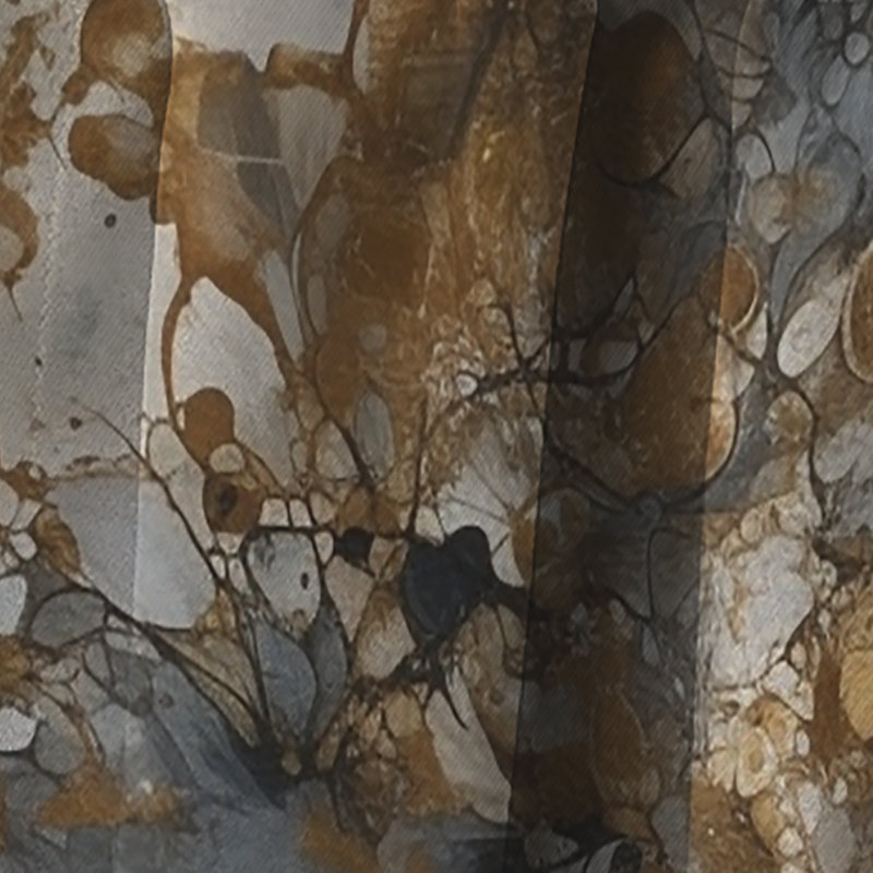 Rideau abstrait occultant délicat à coups de pinceau V gris et or gris, L 52 po x L 90 po