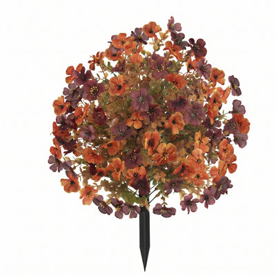 Piquet de fleurs artificielles d'automne de 22 pouces, forme ronde en fausse fleur avec piquet pour le jardin, le patio et le décor de l'Action de grâce en plein air