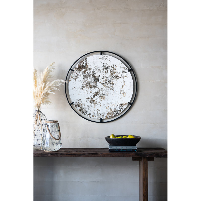 Miroir industriel mural en métal 31,5 x 0,7 x 31,5 po, noir, 15,8 lb, 31,5 x 0,7 x 31,5 po, 15,8 lb