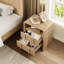 55cm Modern Wood-Grain Bedside Table with 1 Drawer, Open Shelf & Rounded Corners-1445599245