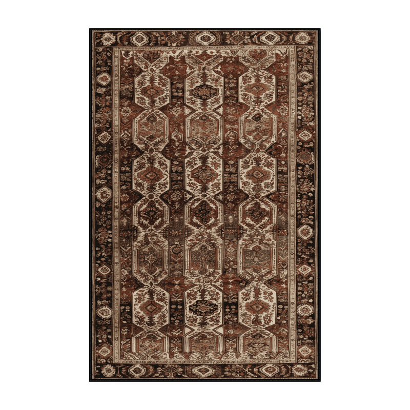 Tapis brun turc lavable à la machine, Tapis de couloir 2 pi x 4 pi