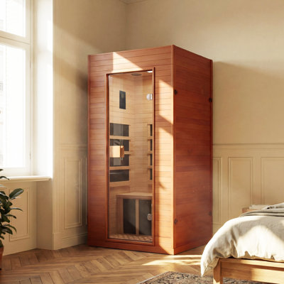 Far Infrared Sauna Spa Room, 1200W Canadian Hemlock Wood Personal Indoor Dry Sauna, 110V Red Light Therapy Sauna for Home, Gym & Wellness Center, 30" x 32" x 67"