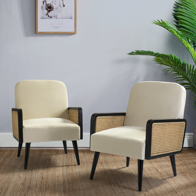 Sonnet Upholstered Armchair, Beige Polyester Blend