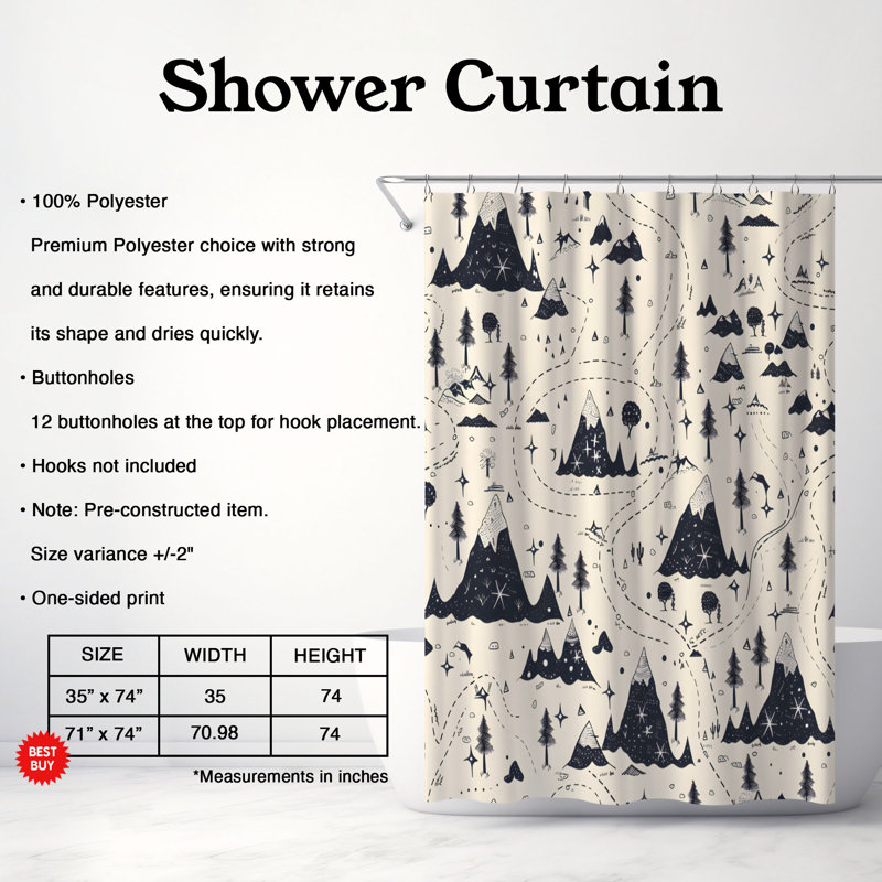 Rideaux de douche de qualité supérieure Magical, H 74 po x l 71 po