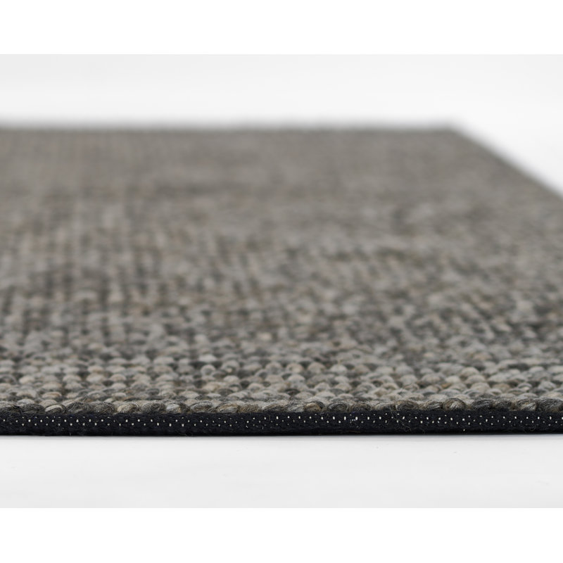 Asta Solid Color Handmade Flatweave Wool Area Rug in Gray, Rectangle 2' x 3'
