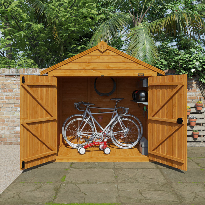 TigerFlex® Modular Buildings Solid Wood Shiplap Apex Bike Shed, 6ft. W x 6ft. D