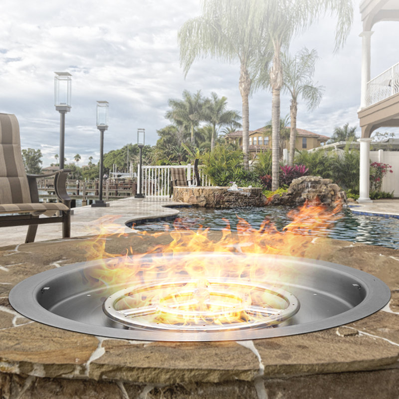VEVOR 22" Round Stainless Steel Fire Pit Burner with Lid