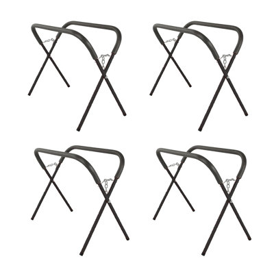 4pcs 41 x 43 x 35" Portable Folding Auto Body Work Stand, Adjustable Automotive Workbench with Chain & Hook, Foam-Padded Steel Frame for Bumpers, Doors & Windshields